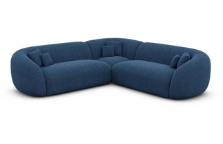 Ecksofa Sorelia L Form in Strukturstoff und der Farbe Blau