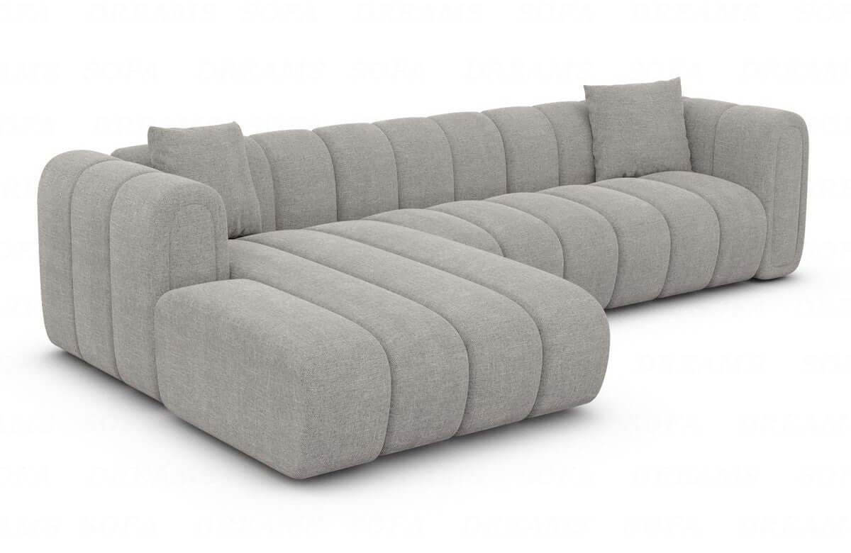 Stoff Ecksofa Almagro L-Form Hellgrau