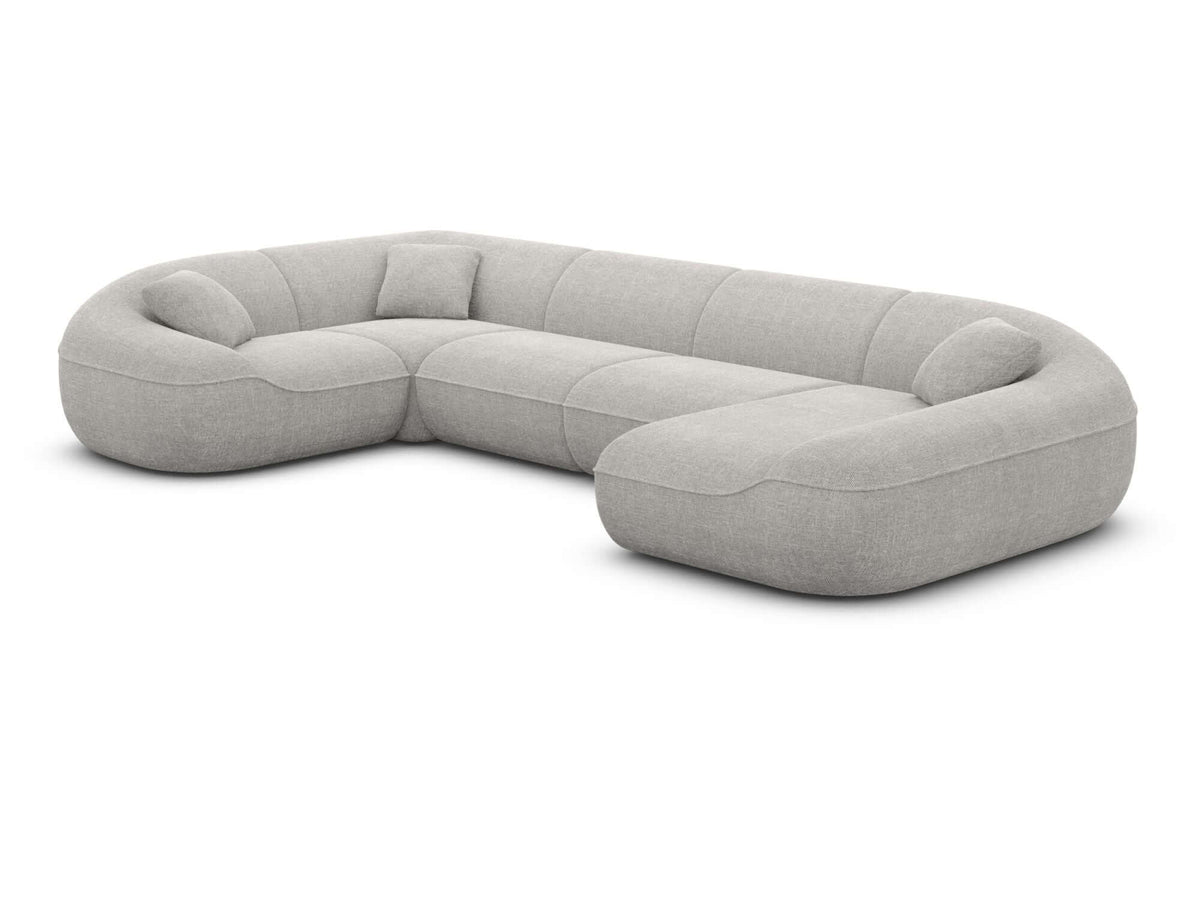 XL Stoff Wohnlandschaft Solmare U-Form Hellgrau