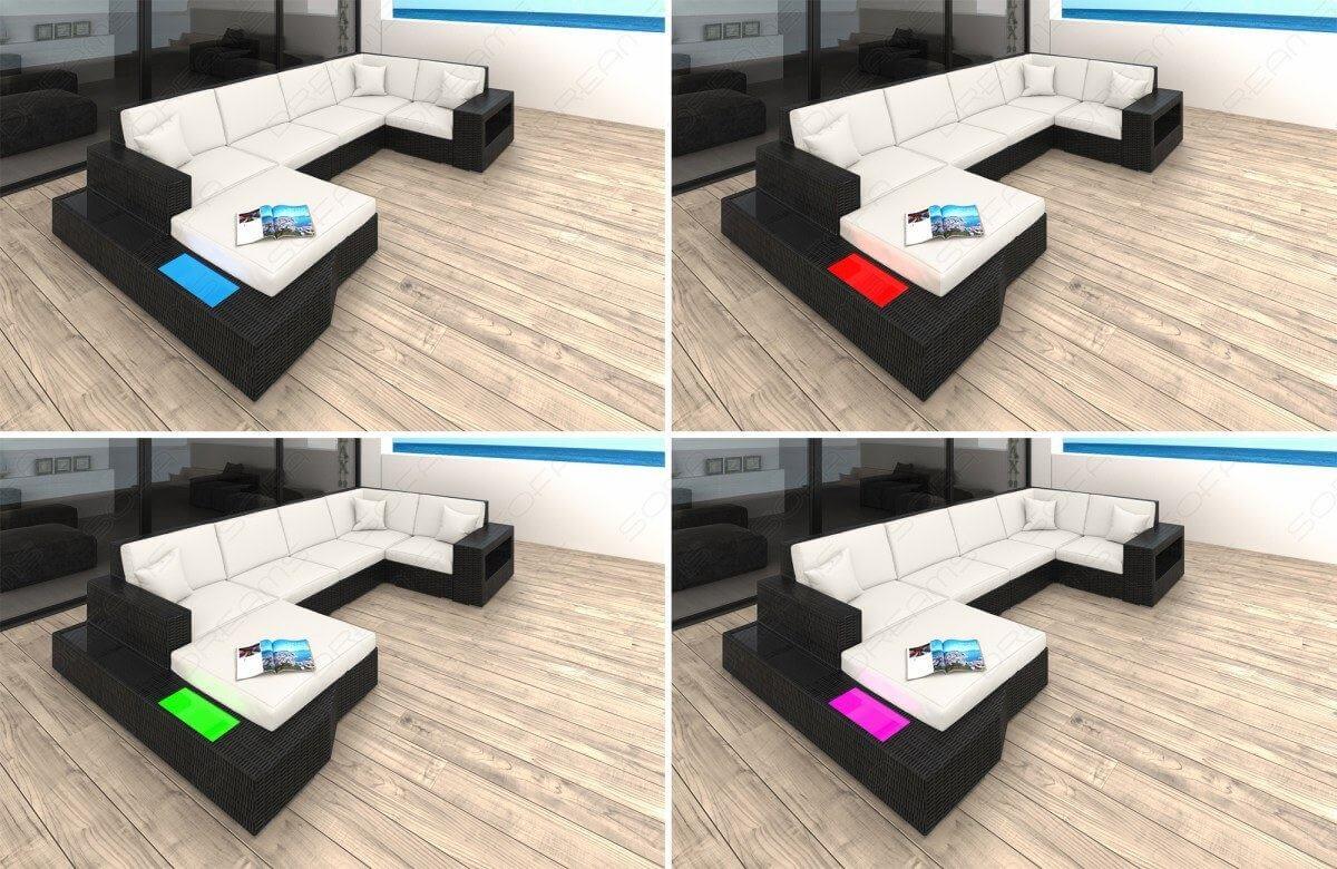Rattan Sofa Messana U-Form – Creme - Bild 4