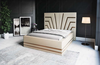 Bettgestell Cecina Designerbett Beige-Gold