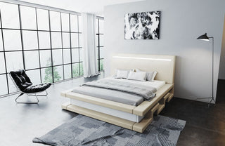 Bettgestell Faenza Designerbett Beige-Weiß