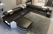 Mini XXL Wohnlandschaft Mega Prato U-Form in Leder