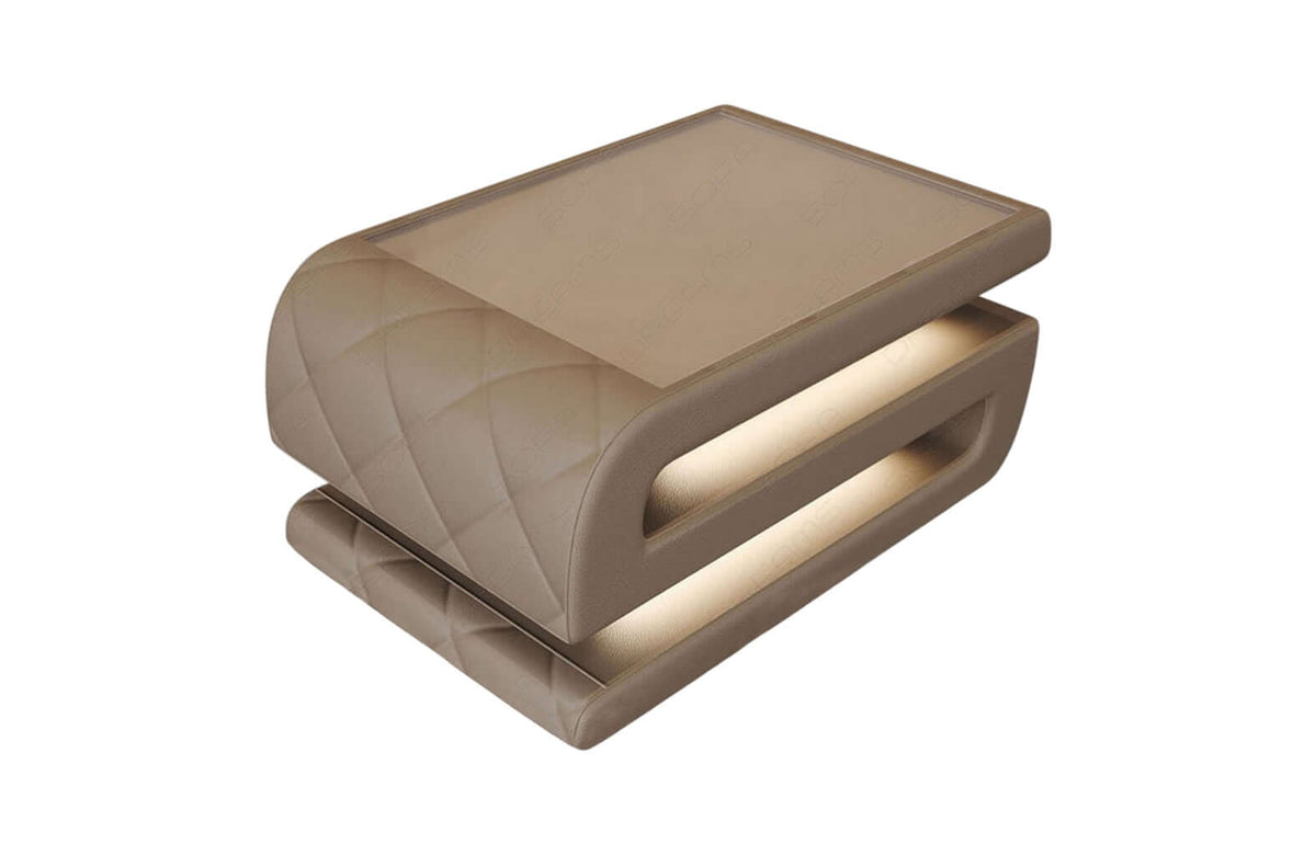 Couchtisch Bologna in Leder Sandbeige