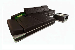 Leder Ecksofa Perugia in L-Form in Kunstleder und der Farbe Dunkelbraun und Beige - Ausrichtung links