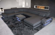Mini Wohnlandschaft Bologna XXL U-Form in Leder