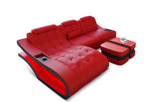 Mini Ecksofa Elegante aus Leder – Stilvoll & Komfortabel in Kunstleder und der Farbe Rot und Schwarz - Ausrichtung links