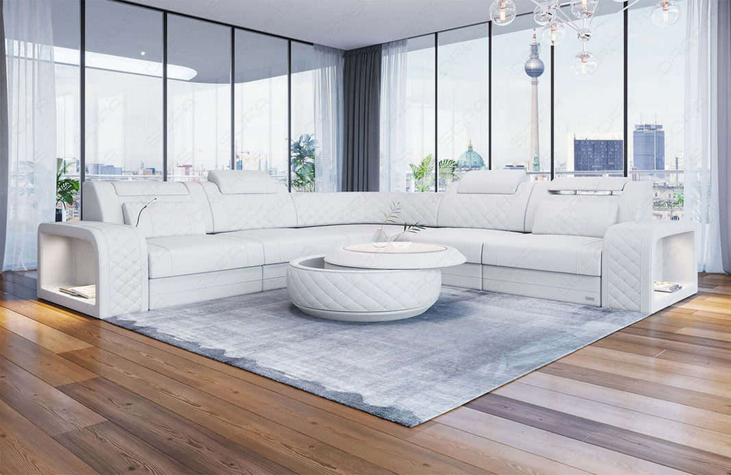 Ecksofa Foggia USB L-Form aus Leder