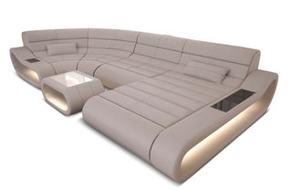 Ledersofa Concept U-Form – Modern & Bequem in Kunstleder und der Farbe Beige - Ausrichtung rechts