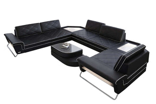 Leder Wohnlandschaft Sepino – Modern & Komfortabel in Kunstleder und der Farbe Schwarz und Weiß - Ausrichtung links - Bild 2