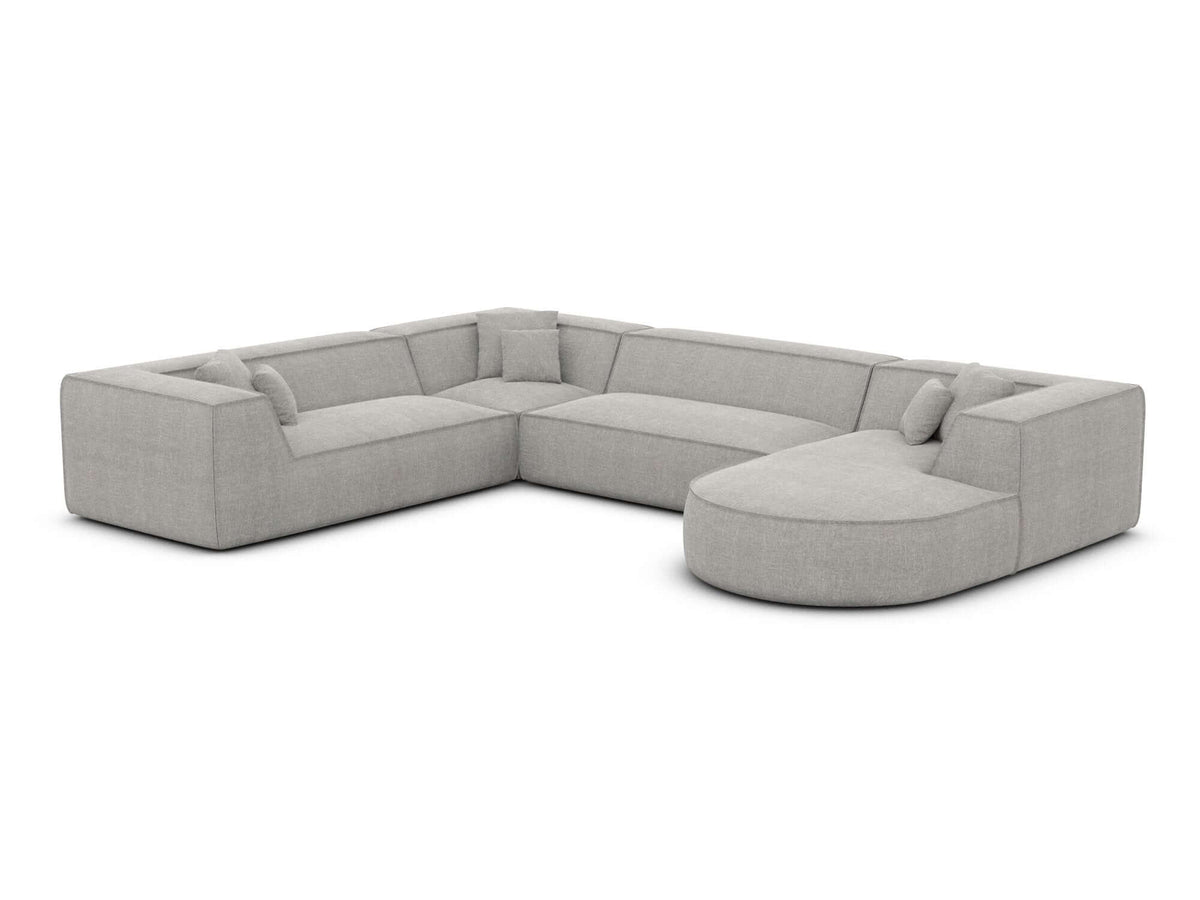 XXL Wohnlandschaft Monterola U-Form aus Stoff Hellgrau