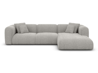 Polster Ecksofa Venturia L-Form kurz in Strukturstoff und der Farbe Hellgrau - Ausrichtung rechts