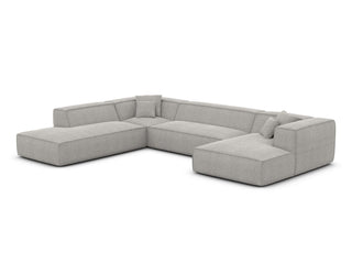 Polster Wohnlandschaft Liranda U-Form Lounge in Strukturstoff und der Farbe Hellgrau - Ausrichtung rechts