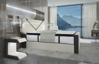 Boxspringbett Lyon Stoff Elfenbein-Schwarz
