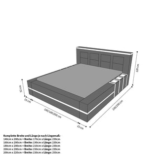 Komplettbett Asti Designerbett Grau-Schwarz