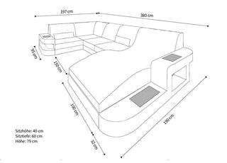 Rattan Sofa Wave U-Form – Creme - Bild 5