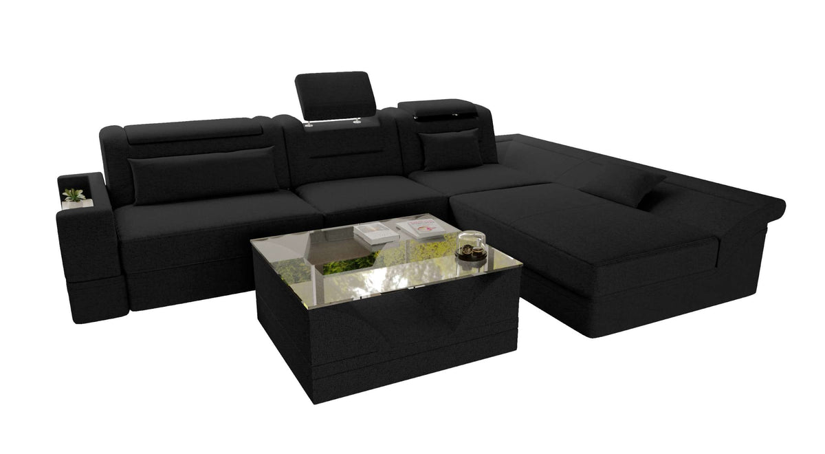 Ecksofa Monza L Form Stoffsofa Schwarz