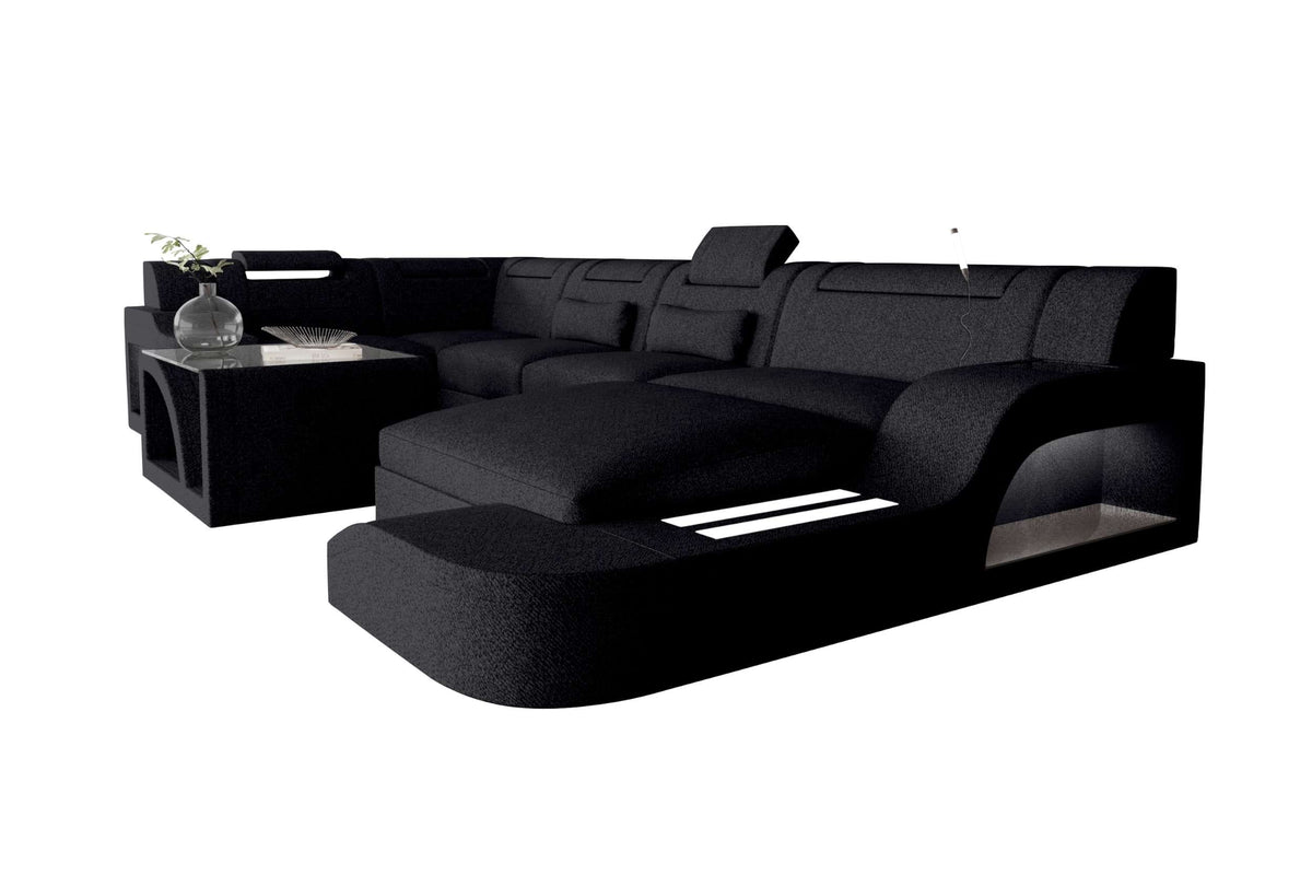 Wohnlandschaft Palermo U Form Stoffsofa Schwarz