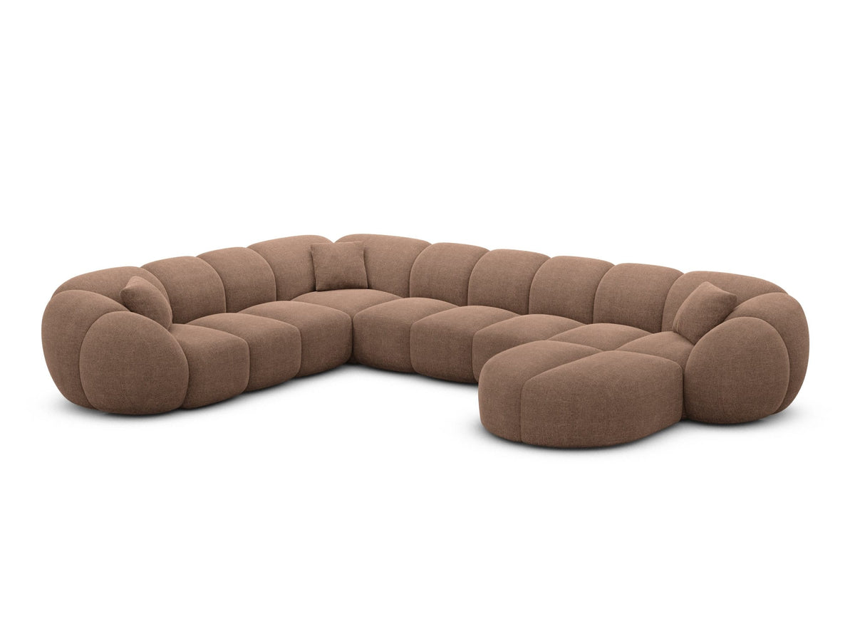 XXL Wohnlandschaft Valderosa U-Form aus Stoff Braun