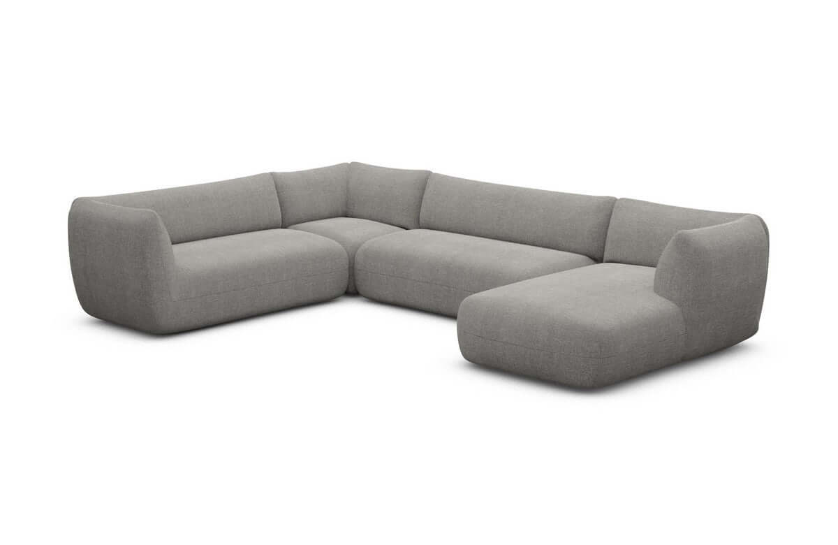 XXL Wohnlandschaft Madrid U-Form aus Stoff Dunkelgrau