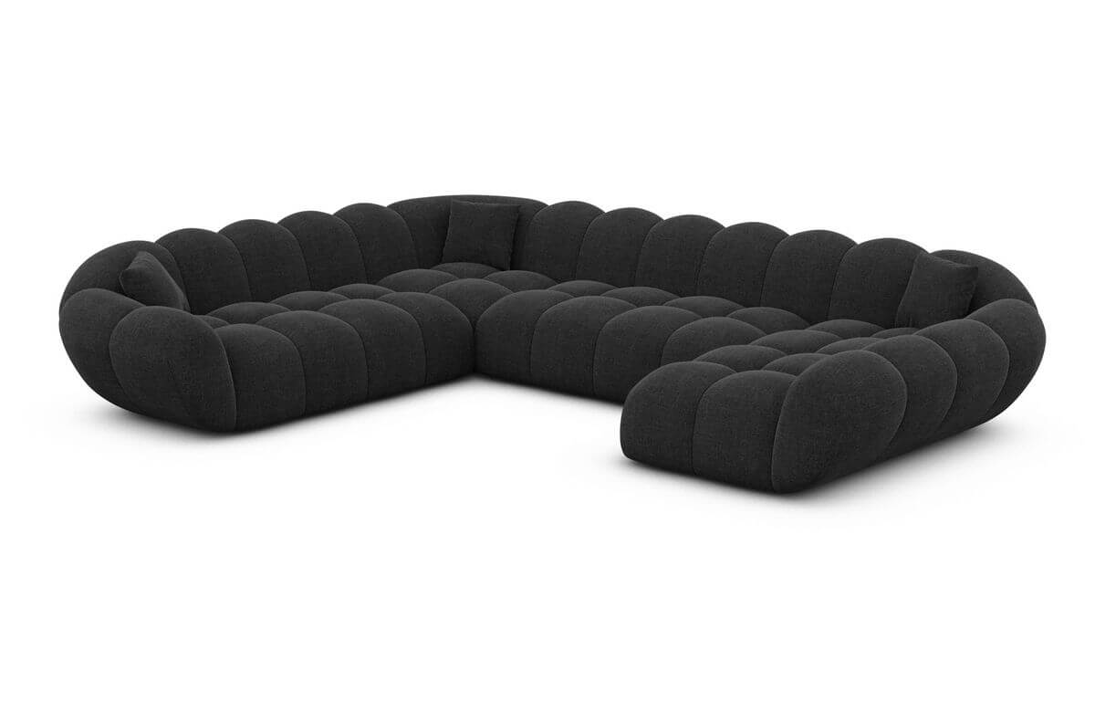 XXL Wohnlandschaft Maleron U-Form aus Stoff Schwarz