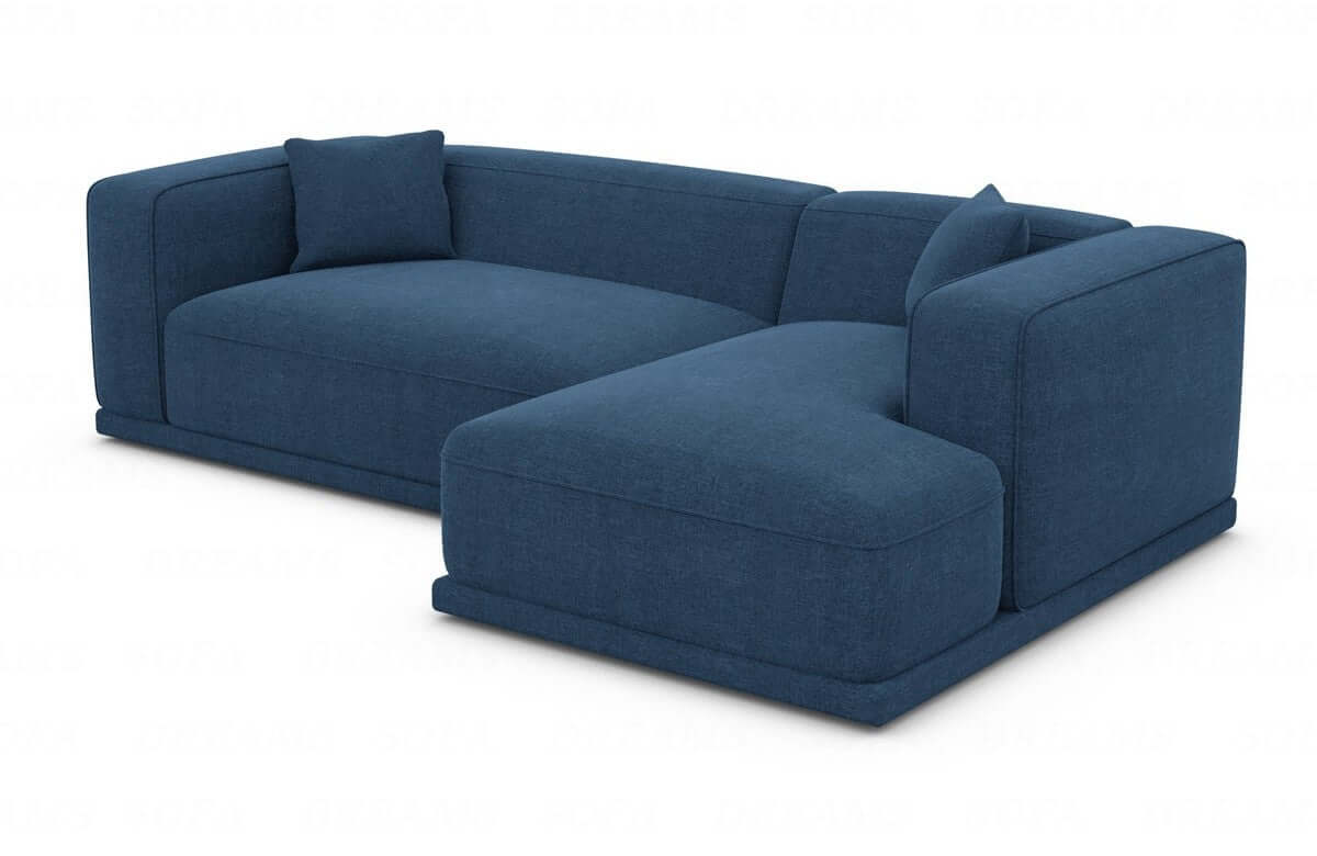 Couch Merida L-Form in Stoff Blau