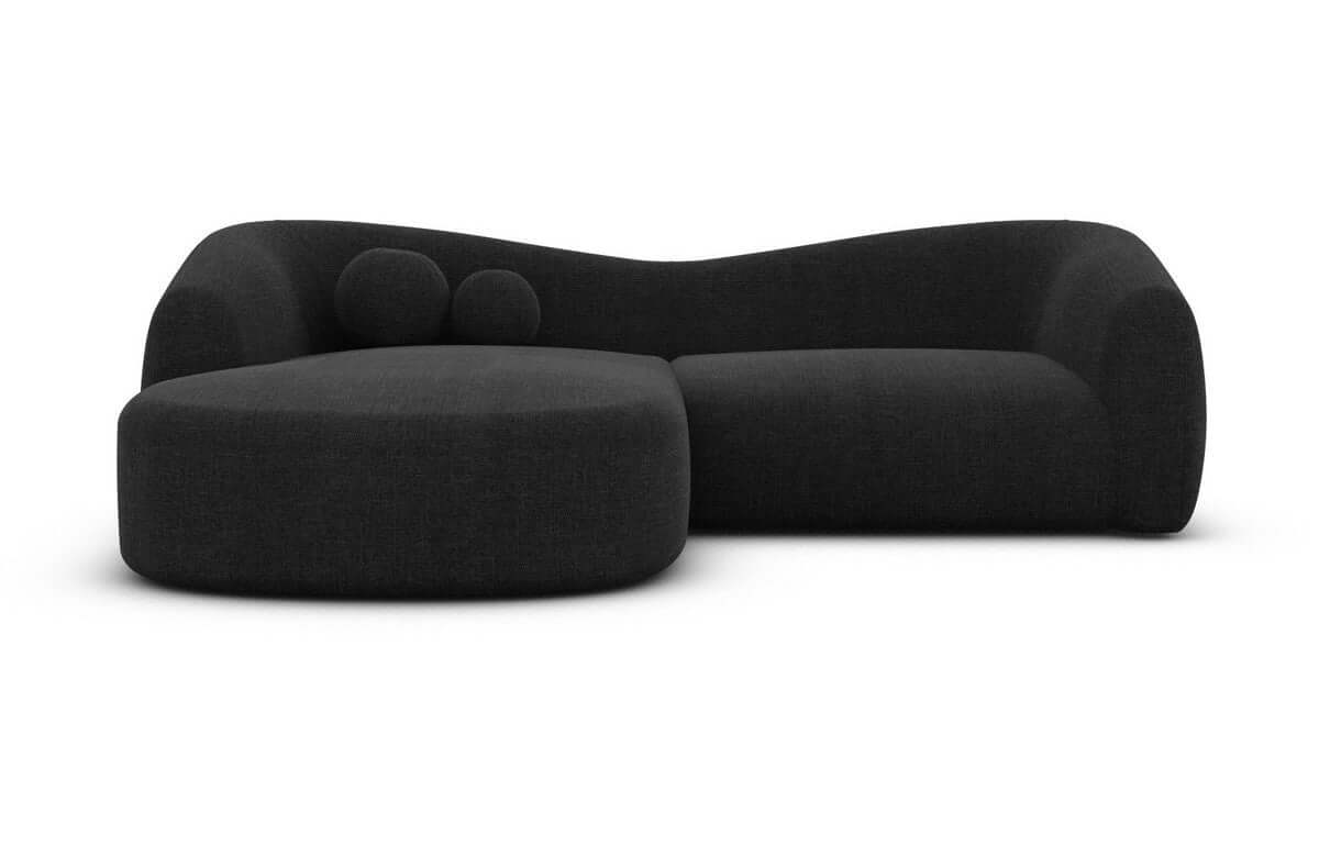 Ecksofa Murcia L-Form aus Stoff Schwarz