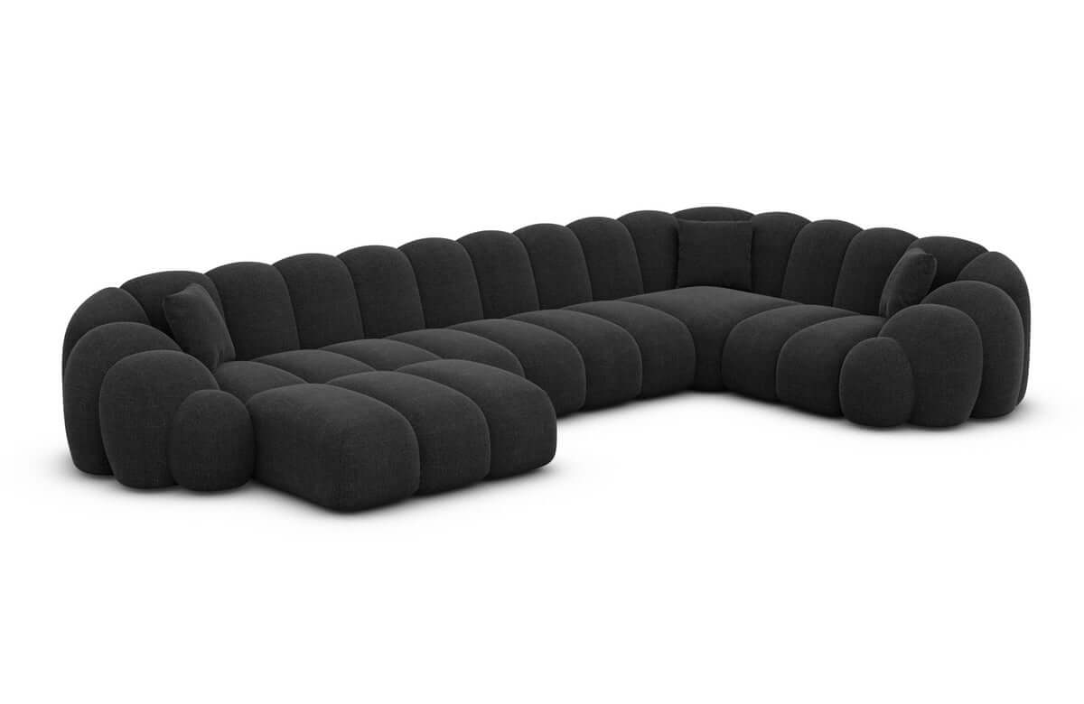 Stoff Wohnlandschaft Rajada U-Form Schwarz