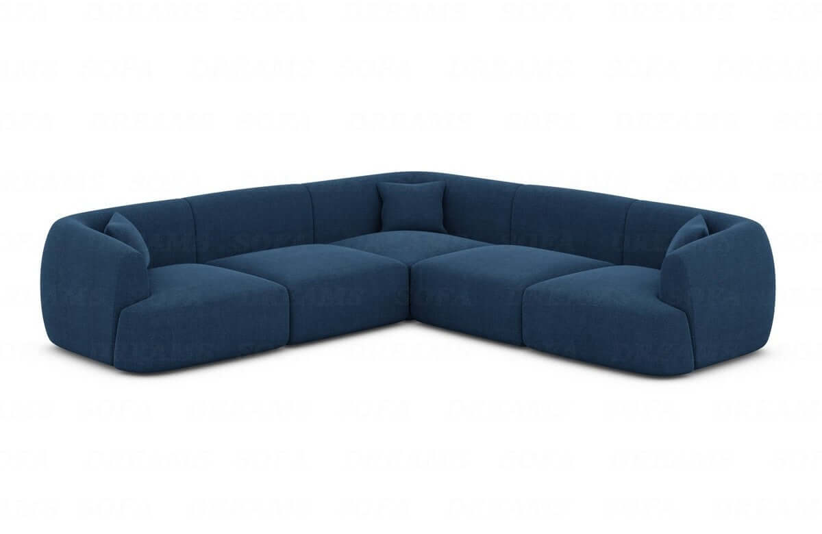 Stoff Ecksofa Tabarca L-Form Blau