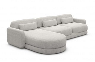 Polster Ecksofa Valencia L-Form Kurz in Strukturstoff und der Farbe Hellgrau - Ausrichtung links