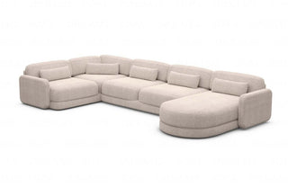 Polster Wohnlandschaft Valencia U-Form in Strukturstoff und der Farbe Beige - Ausrichtung rechts