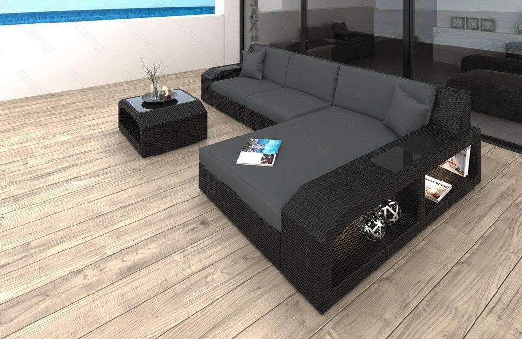 Sofa Rattan Matera L-Form in Stoff
