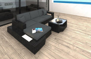 Stoff Couch Rattan Messana L-Form
