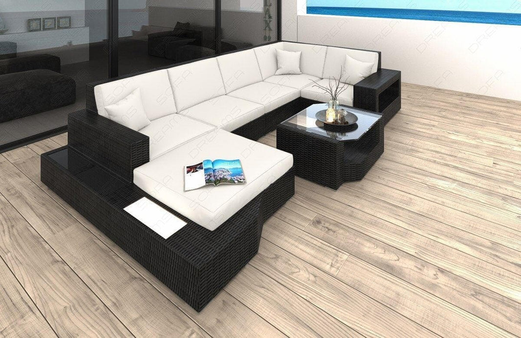 Rattan Wohnlandschaft Messana U-Form Creme