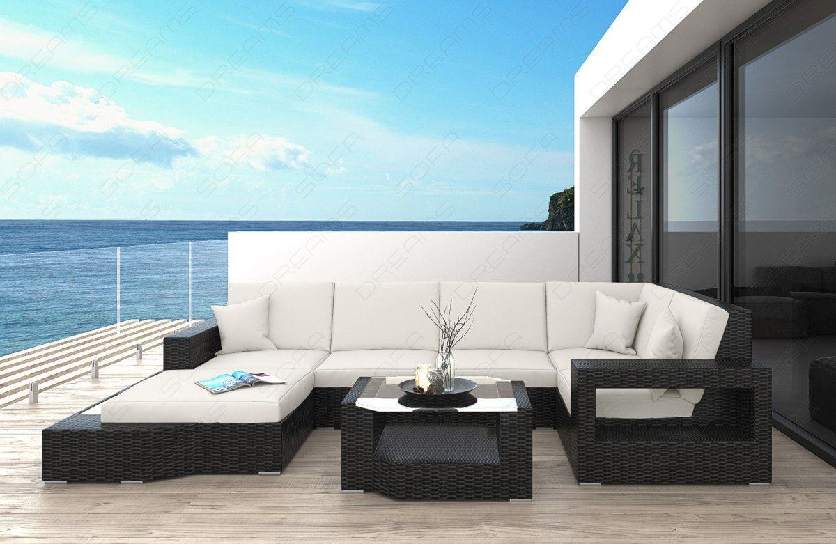Rattan Sofa Messana U-Form – Creme - Bild 1