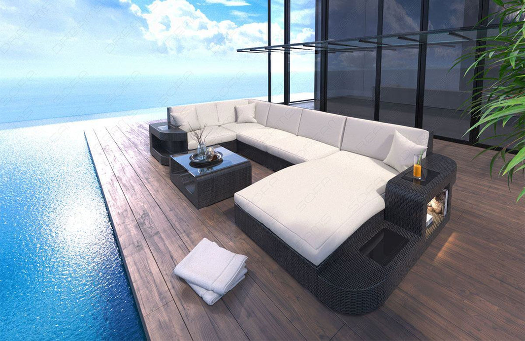 Stoff Wohnlandschaft Rattan Wave U-Form