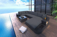 Wohnlandschaft Rattan Wave U-Form aus Stoff