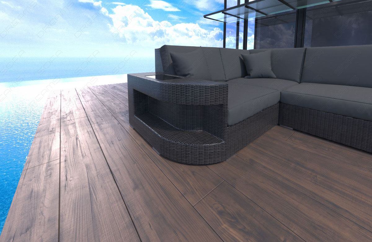 Rattan Sofa Wave U-Form – Grau - Bild 3