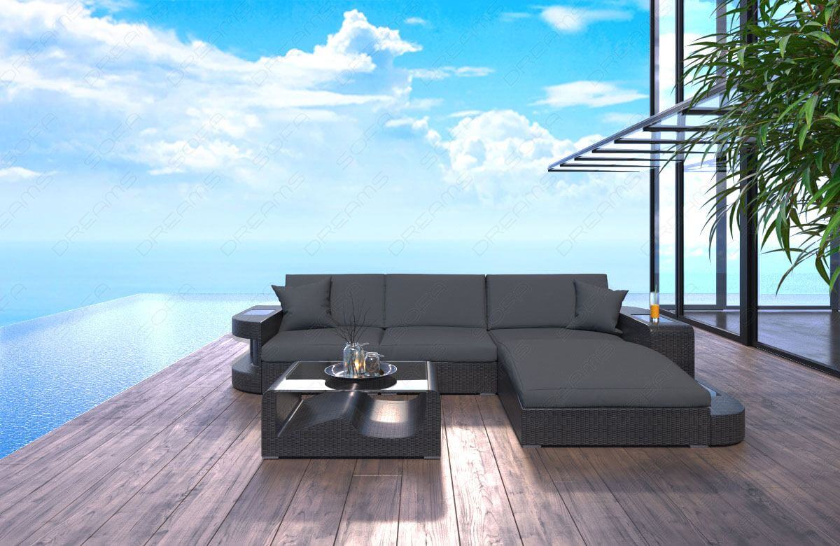 Rattan Sofa Wave L – Grau - Bild 1