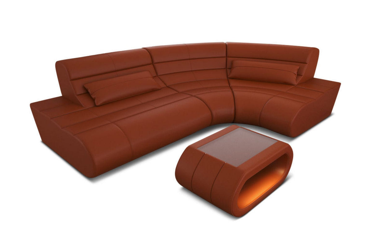 Mini Sofa Concept Kompakt L-Form aus Leder hellbraun