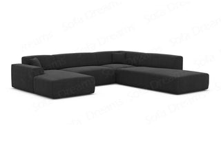 Polster Wohnlandschaft Mallorca U-Form Lounge in Strukturstoff und der Farbe Schwarz - Ausrichtung links