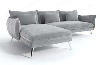 Polster Ecksofa Fuerteventura L-Form Kurz – Bequem in Samtstoff und der Farbe Hellgrau - Ausrichtung links