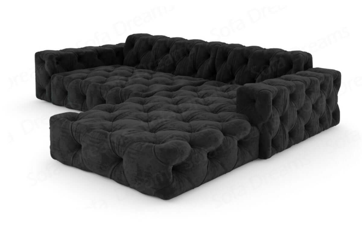 Ecksofa Menorca L-Form aus Stoff Schwarz