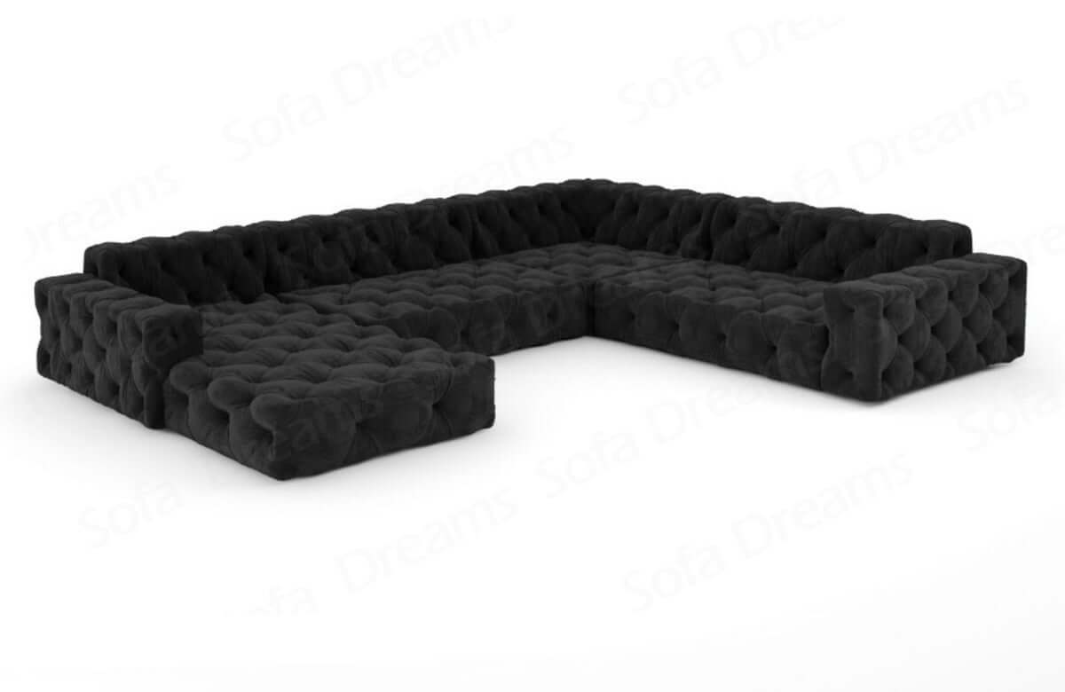 Wohnlandschaft Menorca U-Form aus Stoff Schwarz