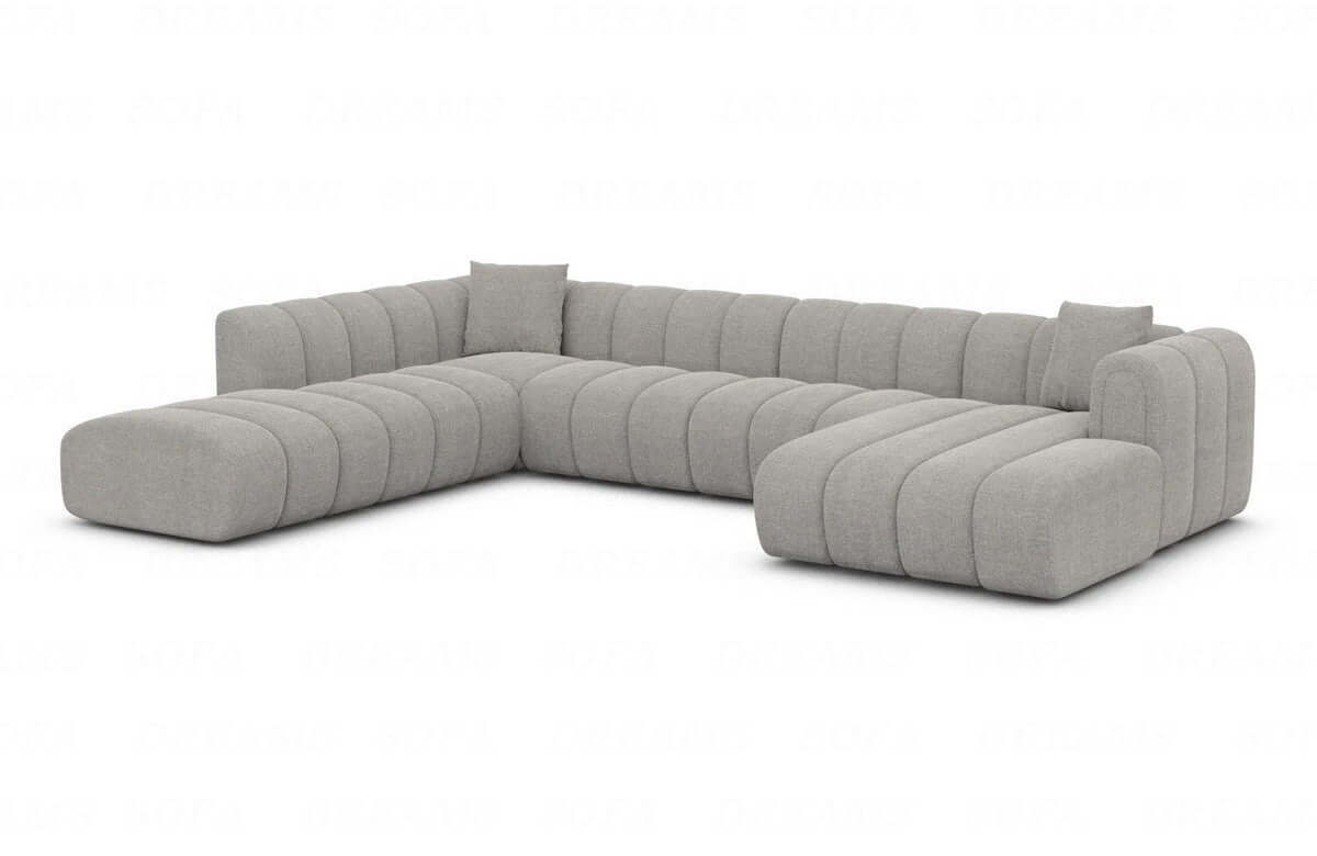 XXL Wohnlandschaft Almagro U-Form aus Stoff Hellgrau