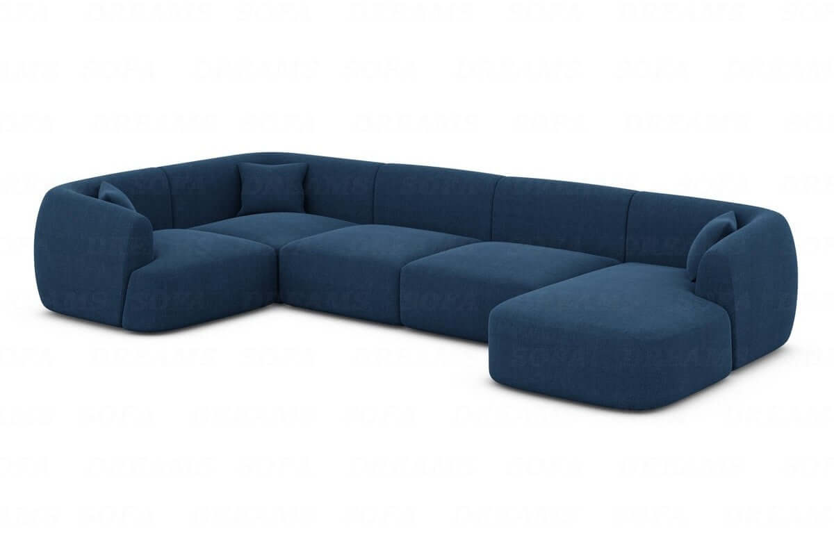 Wohnlandschaft Tabarca U-Form aus Stoff Blau