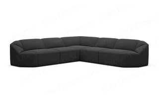 L-Form Stoffsofa Cabrera in Strukturstoff und der Farbe Schwarz