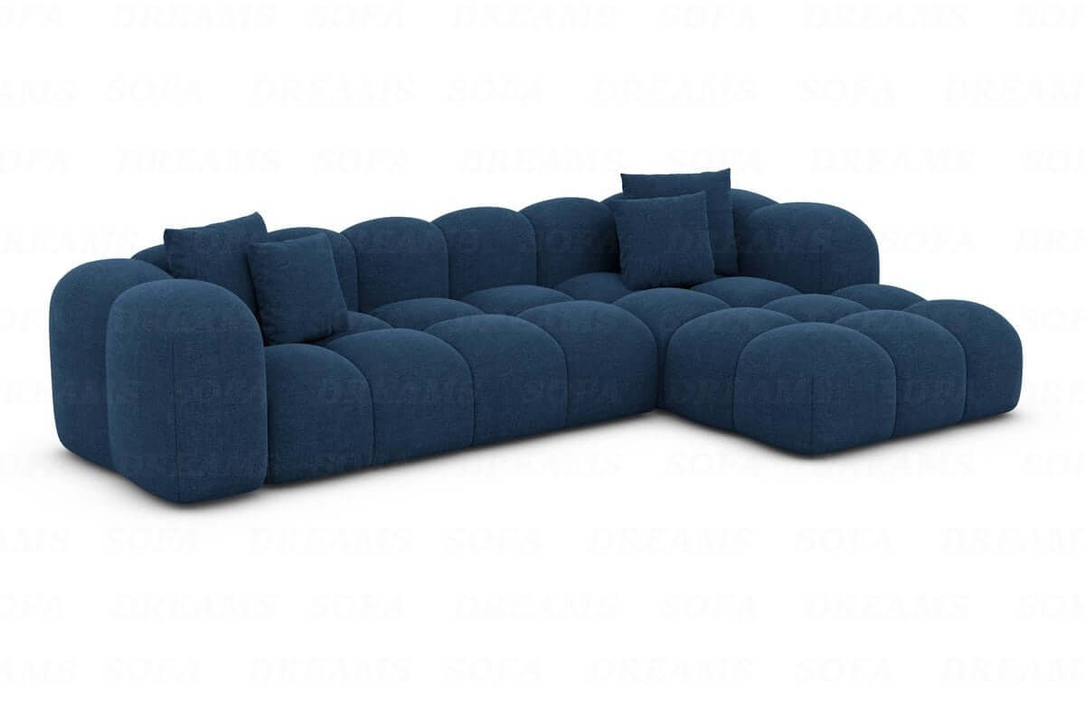 Stoff Ecksofa Formentera L-Form Blau