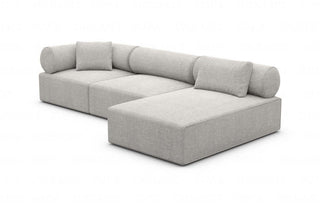 Polster Ecksofa Laguardia L-Form Kurz in Strukturstoff und der Farbe Hellgrau - Ausrichtung rechts