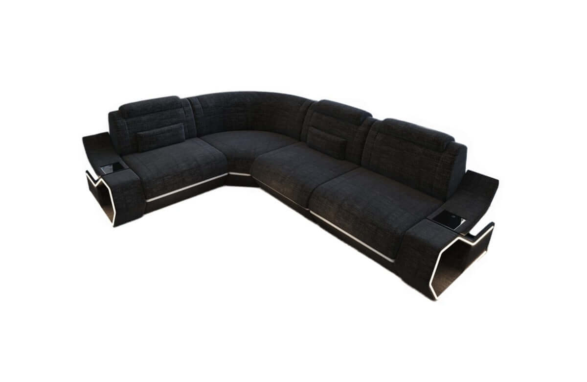 Ecksofa Pescara L-Form aus Stoff Schwarzgrau-Weiß